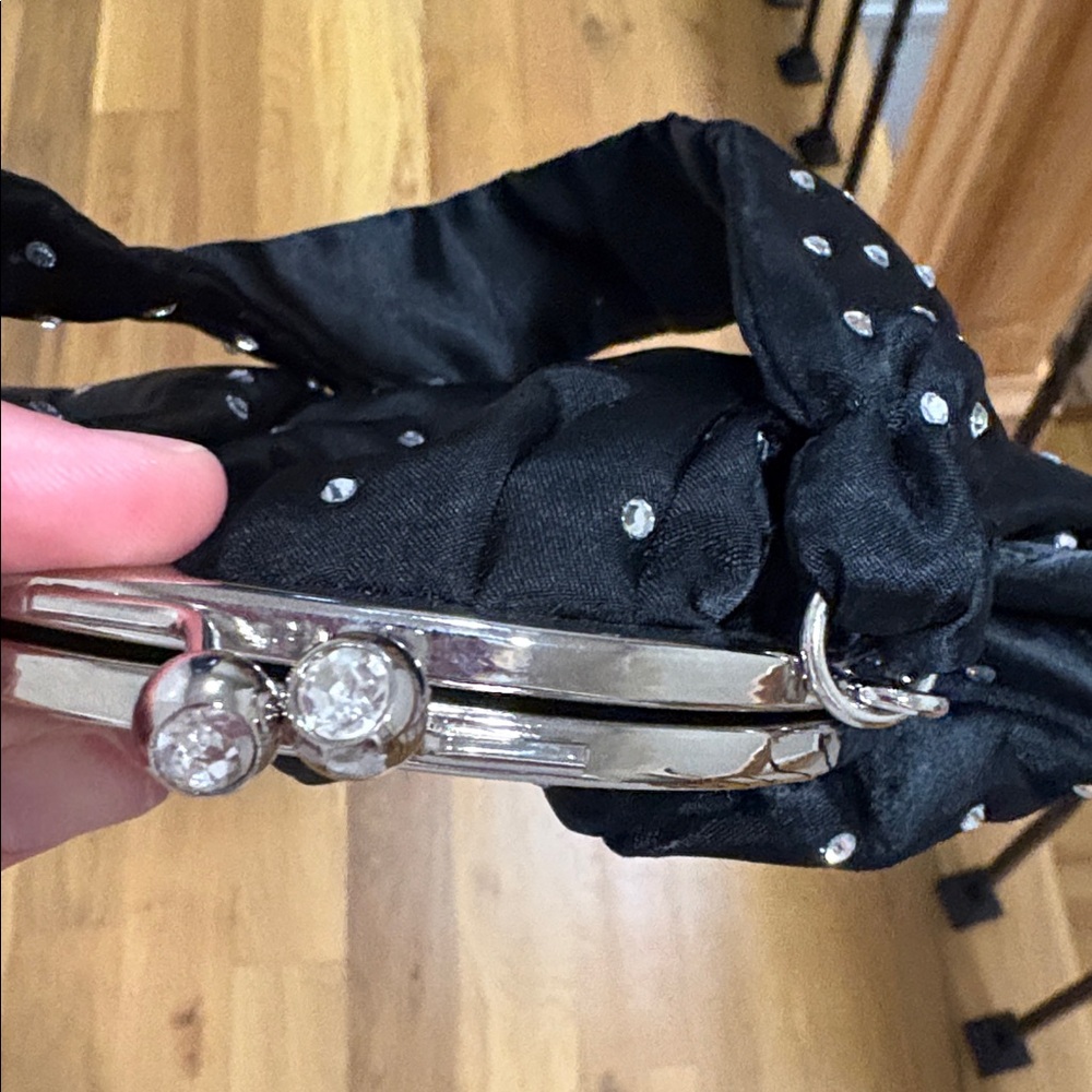 White House Black Market Black Clutch with Silver Accents - Picture 3 of 3
